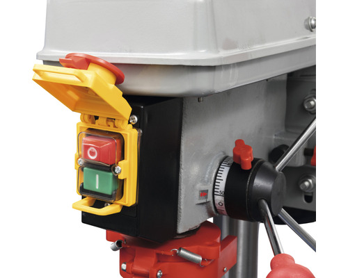 Imagine detaliată a unei mașini de găurit de banc cu comutator și regulator de viteză