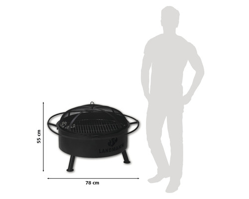 Vatră de grădină Landmann, diametru 78 cm, cu protecție împotriva scânteilor