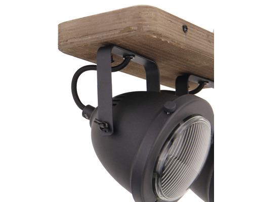 Lumină de plafon cu lemn și spoturi