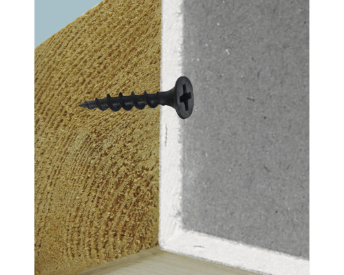 Şurub negru în lemn și placă