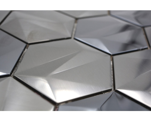 Prim-plan cu plăci de perete hexagonale, cu luciu metalic, cu model geometric