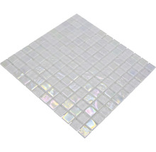 Mozaic piscină sticlă CM S100 alb 30,4x30,4 cm