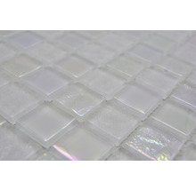 Mozaic piscină sticlă CM S100 alb 30,4x30,4 cm