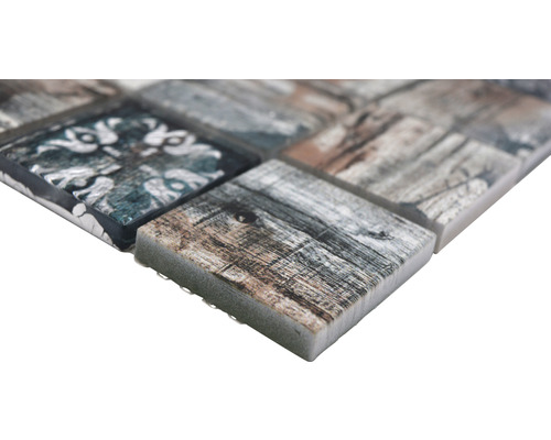 Placă de mozaic cu model de lemn și ornament