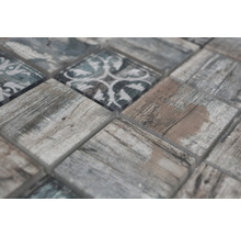 Mozaic sticlă XCM Wood 900 gri, imitație lemn, 29,8x29,8 cm