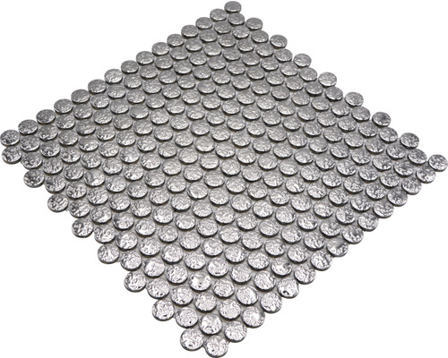 Placă de mozaic cu elemente rotunde, argintii