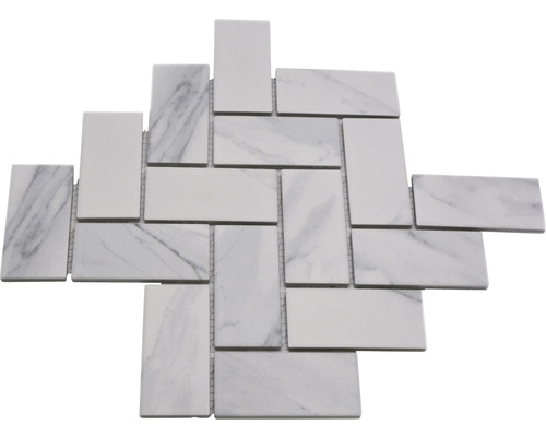 Placă de mozaic din marmură cu model herringbone