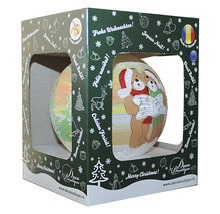 Glob de pom de Crăciun cu motiv de urs în ambalaj