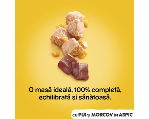 Bucăți de hrană pentru câini cu pui și morcovi
