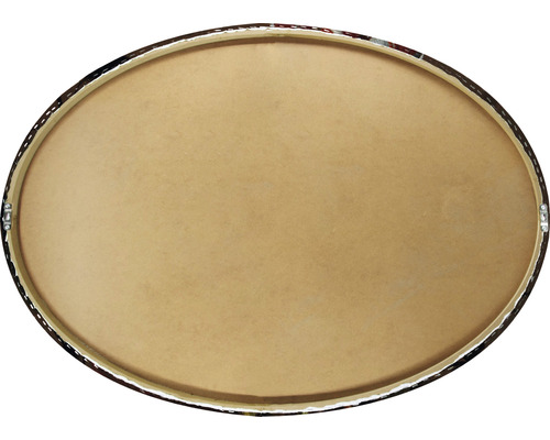 Spatele unei oglinzi ovale cu ramă și sistem de agățare