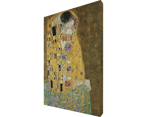 Reproducere a picturii lui Gustav Klimt Sărutul pe pânză