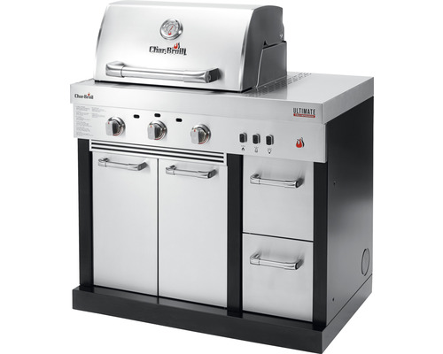 Grătar pe gaz Char Broil Ultimate cu trei arzătoare, uși și sertare