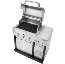 Grătar pe gaz cu capac deschis, grătar și compartimente de dulap