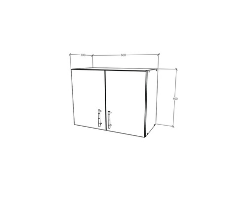 Desen tehnic al unui dulap suspendat cu dimensiuni