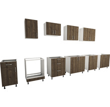 Corpuri modulare de bucătărie cu aspect de lemn și alb pentru designul bucătăriei