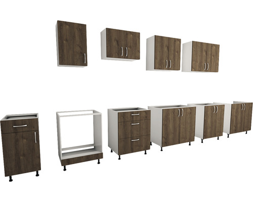 Corpuri modulare de bucătărie cu aspect de lemn și alb pentru designul bucătăriei