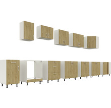 Corp inferior bucătărie 80 cm, 2 uși, alb/lemn natural