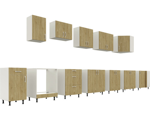 Linie de bucătărie cu dulapuri suspendate și inferioare