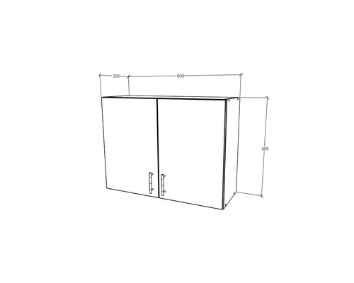 Dulap cu dimensiunile 300, 800 și 600 milimetri ca desen schematic