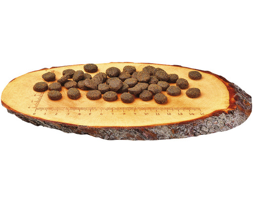 Mâncare pentru câini pe o scândură de lemn cu scară de măsurare