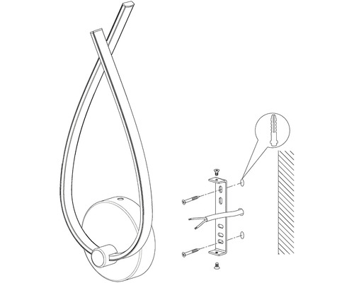 Lampa de perete și material de instalare