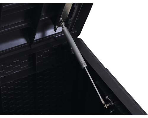 Imagine detaliată a unei cutii de depozitare deschise cu arc pe gaz