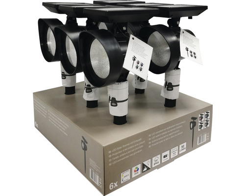 Șase spoturi solare LED cu țăruș de pământ într-un pachet