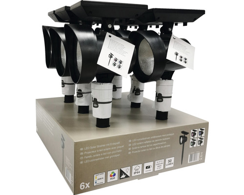 Șase reflectoare solare cu LED cu țăruș de pământ în ambalaj