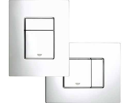 Două plăci de acționare pentru spălarea WC-ului cu logo Grohe