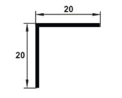 Desen tehnic al unui unghi cu dimensiunile 20 pe 20.