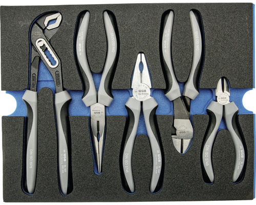 Set de clești WGB cu clește pentru pompe de apă, clește combinat, clește lateral de tăiat, clește plat rotund și clește de tăiat