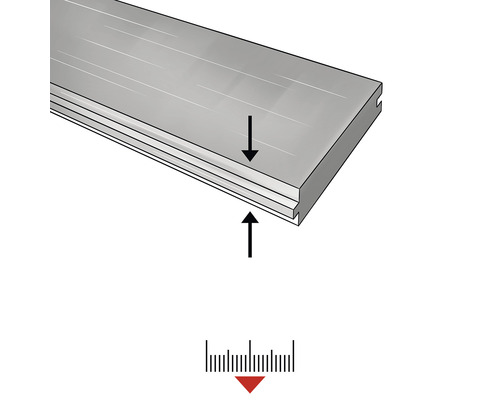 Ilustrație a unui profil cu scară de măsurare și săgeți