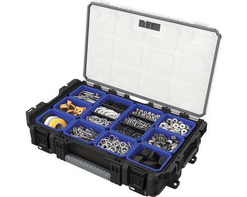 Cutie de sortimente cu diverse piese mici, cum ar fi șuruburi și piulițe