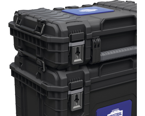 Cutii de scule din plastic stivuite cu încuietori metalice