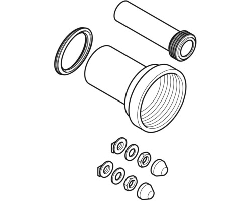 Set de scurgere cu garnitură, țeavă, piulițe și capace