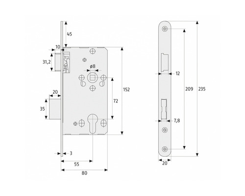 Desen tehnic al unei broaște îngropate cu dimensiuni