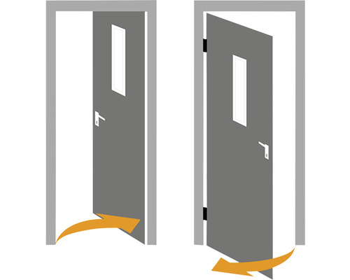 Ilustrație a unei uși cu toc și foaie de ușă care se deschide