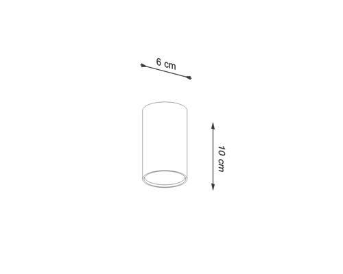 Ilustrație cu o lumină cilindrică cu dimensiunile de 6 cm lățime și 10 cm înălțime.