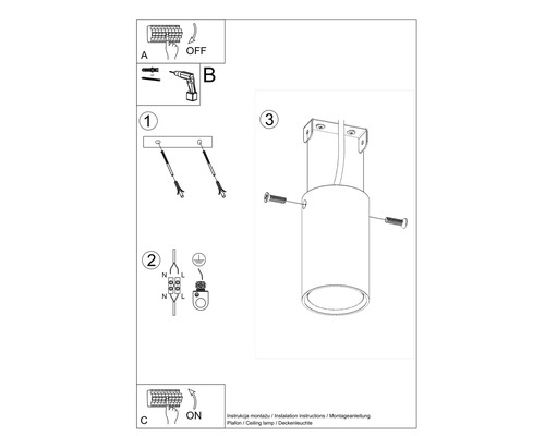 Instrucțiuni pentru montarea unei lămpi de tavan.