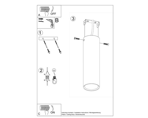 Instrucțiuni de montaj pentru o plafonieră