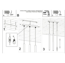 Instrucțiuni de montaj pentru o lampă suspendată cu trei lumini