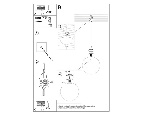 Instrucțiuni de montaj pentru o lampă suspendată