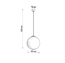 Desen tehnic al unei lămpi suspendate cu dimensiunile de 130 cm înălțime și 40 cm diametru.