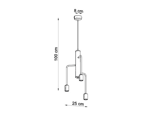 Desen tehnic al unei lămpi suspendate cu dimensiuni