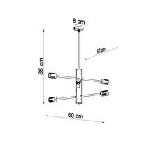 Imagine a unei lămpi suspendate cu dimensiunile de 85 cm înălțime și 60 cm lățime.