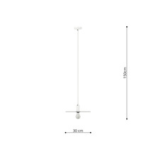 Lumină suspendată cu dimensiunile de 30 cm diametru și 150 cm înălțime