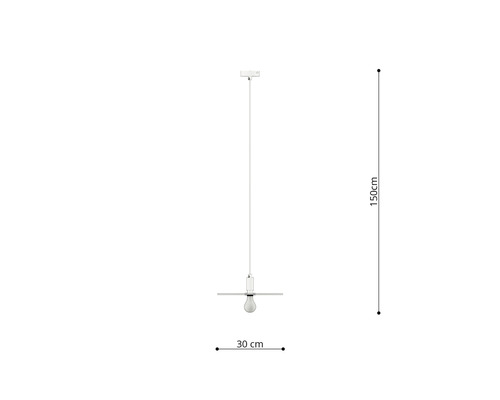 Lumină suspendată cu dimensiunile de 30 cm diametru și 150 cm înălțime