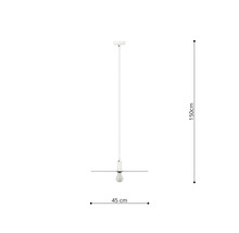 Lampa suspendată cu o înălțime de 150 cm și o lățime de 45 cm