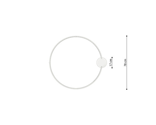 Desen tehnic al unei lămpi rotunde cu dimensiunile de 17 centimetri și 78 centimetri.