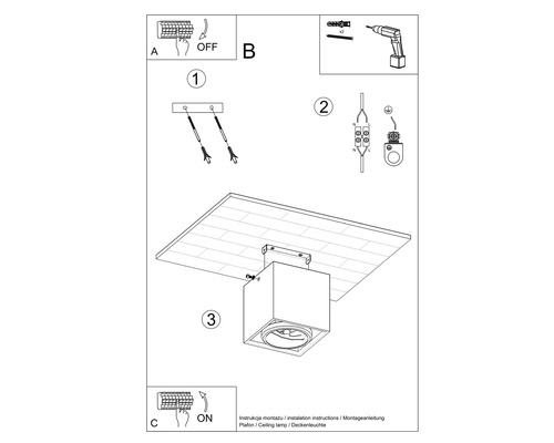 Instrucțiuni de instalare pentru o lampă de tavan în trei pași